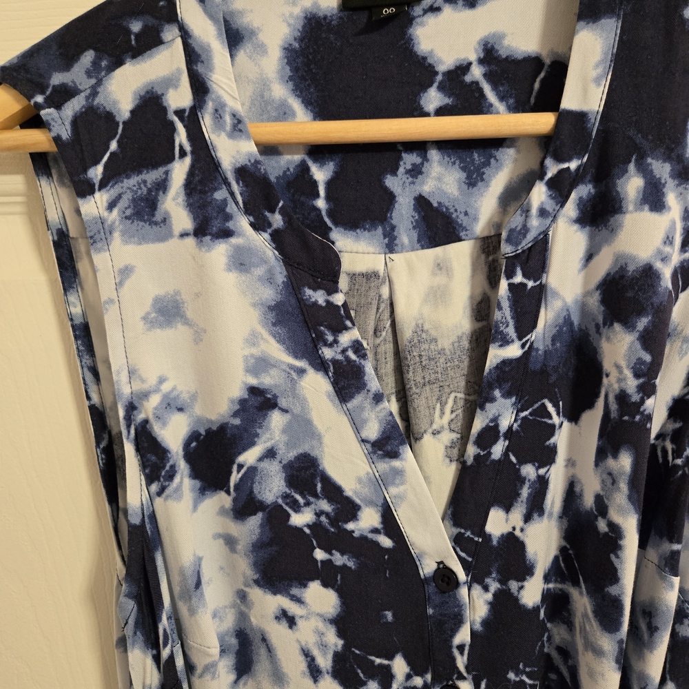 Torrid Navy Blue and White Tie-Dye Midi Dress Sleeveless Size 00 M/L - Picture 6 of 10